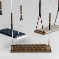 Outdoor Colorful Hanging Playground Swings With Soft Cushioned Seats And Wooden Bases