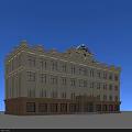 Classical Office Building With Light Beige Exterior Brown Base Multiple Windows And Decorative Top 3d model