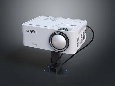 UpellaBo T120 Projector Mounted On Black Stand With White Design And Lens Vents 3d model