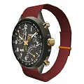 Luxury Black Dial Wristwatch With Brown Leather Strap Golden Hands And Chronograph Function