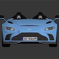 Aston Martin Blue Convertible Sports Car With Sleek Exterior Open Top And Black Wheels