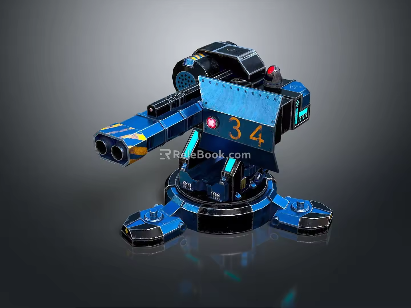 Turret Turntable Railgun Sci-fi Tower Defense Game Tower Defense Sci-fi Turret Game Turret Game Battery 3d model