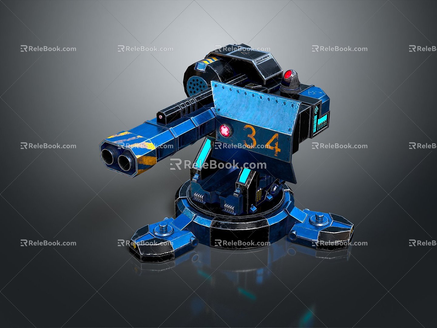 Turret Turntable Railgun Sci-fi Tower Defense Game Tower Defense Sci-fi Turret Game Turret Game Battery 3d model