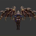 Steampunk Female Character In Detailed Outfit With Ornate Biomechanical Wings And Metallic Gears