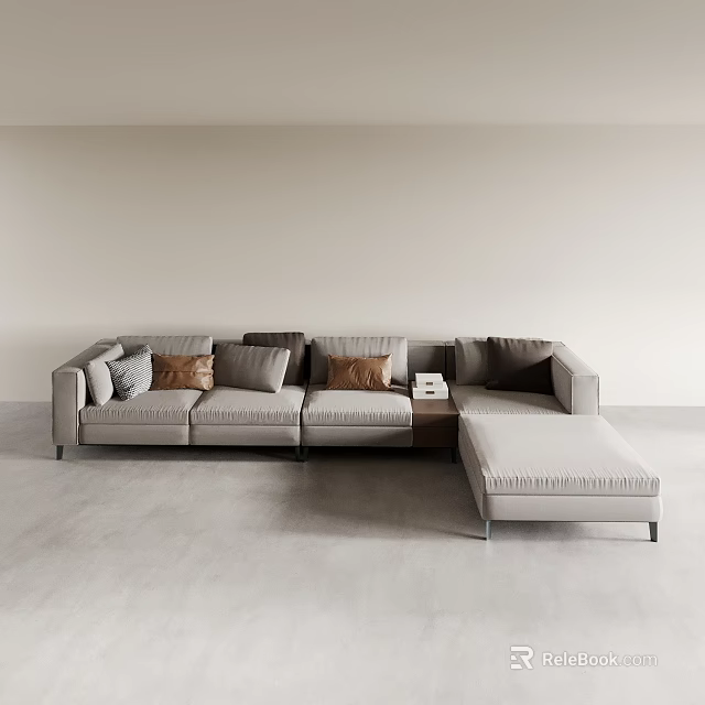 Casual Sofa Set With Light Toned Upholstery And Throw Pillows For Modern Living Room 3d model 