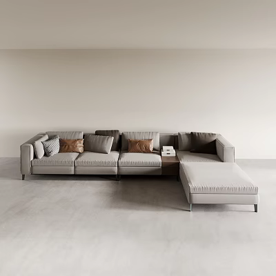 Casual Sofa Set With Light Toned Upholstery And Throw Pillows For Modern Living Room 3d model