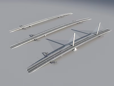 Modern Cable Stayed Bridges with Sleek Towers and Multi Lane Structural Design 3d model