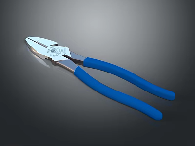 Blue Handle Pliers With Metallic Jaws For Industrial And Household Use 3d model