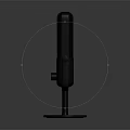 Modern Black Professional Desktop Microphone with Stand and Control Buttons Studio Recording Equipment