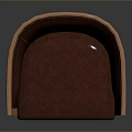 Burgundy Leather Single Chair With Wooden Frame And Curved Armrest Design