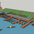 New Chinese-style Wharf Dragon Boat Cruise Tour Reception Wharf Wupeng Boat Flower Boat Cargo Tour 3d model