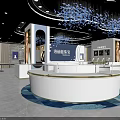 Luxury Modern Jewelry Store Interior Design With Circular Display Counter And Blue Crystal Chandeliers