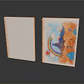 Interior Display of Two Spiral Notebooks One Blank and One With Colorful Rainbow Art