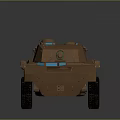 Tan Wheeled Tank With Cannon And Detailed Exterior
