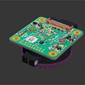 Green Printed Circuit Board With Electronic Components And Black Connector 3d model