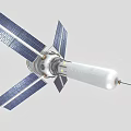 Industrial Satellite Equipment With Solar Panels Cylindrical Body And Antenna Structure