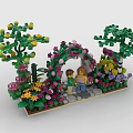 Lego Building Set With Colorful Flowers Green Trees Flower Archway And Mini Figures