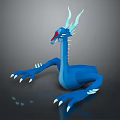 Blue Dragon Game Movie Character With White Horns Red Eyes And White Claws