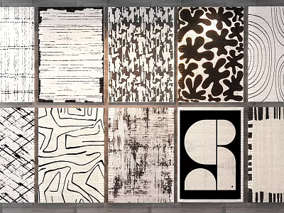 Modern Square Rugs Featuring Diverse Abstract Patterns And Artistic Designs 3d model