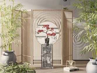 New Chinese-style screen partition 3d model