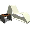 Modern White Outdoor Chair With Matching Dark Frame Side Table And Wooden Top