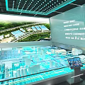 Hi tech Exhibition Hall With Digital City Model Large Screen Display And Interactive Interface 3d model