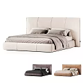 Plush Upholstered Double Bed with Beige Headboard and Soft Bed Linens in Multiple Colors