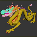 Golden Dragon With Red Flame Accents On Black Background And Reflection