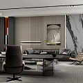 Modern Luxury Executive Office Interior Design With Premium Desk And Cozy Sofa Lounge Space