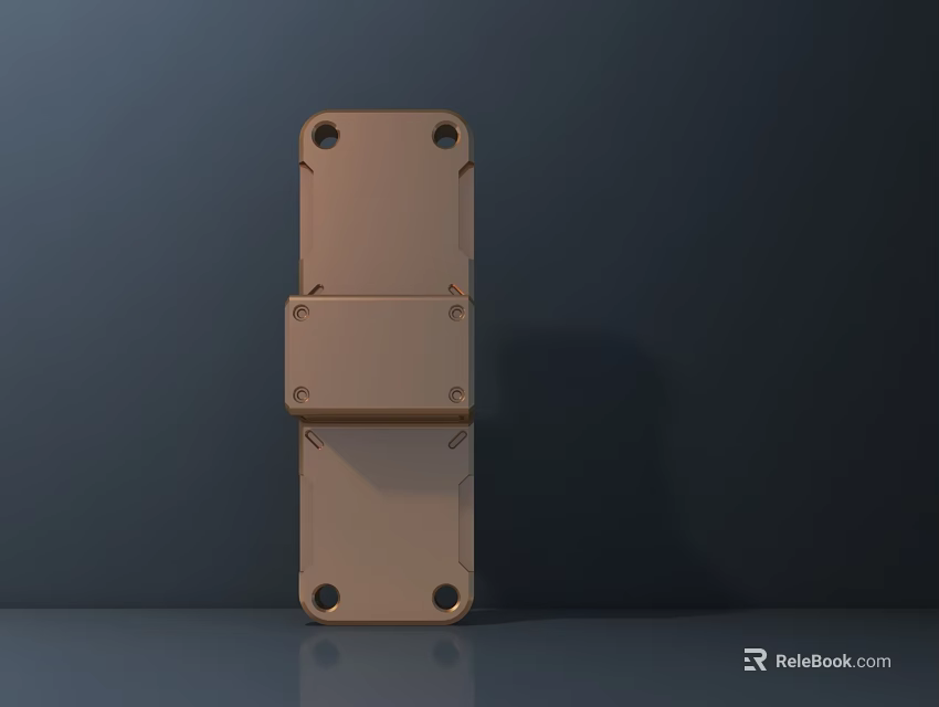 Kitchen Appliance Metal Component Featuring Rectangular Design And Hole Details On Gray Surface 3d model