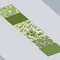 Green Grass And Floral Pattern Tiles Arranged In Decorative Design Layout 3d model