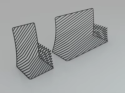 Modern Minimalist Single Chair Design With Black Striped Lines And Geometric Structure 3d model