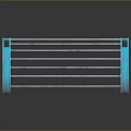 Blue Metal Rack With Horizontal Bars On Black Background And Reflection