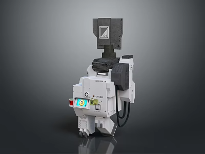 Futuristic Mechanical Robot With Green Light Indicator And Gray White Body Structure 3d model