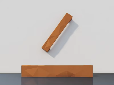 Orange Geometric Modern Door Handles with Two Pieces and Stylish Design 3d model