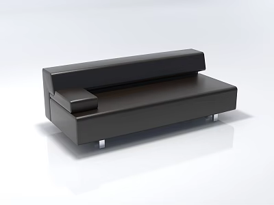 Black Leather Two Seater Sofa With Modern Design And Metal Legs For Living Room 3d model