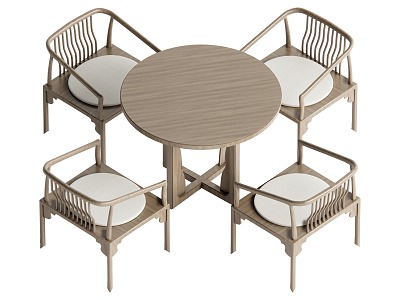 New Chinese Dining Table and Chair Combination Leisure Table and Chair 3d model