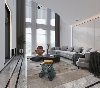 Modern Duplex Living Room Simple Living Room 3d model