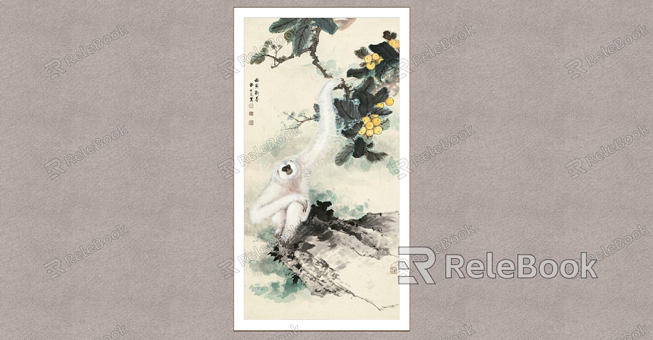 Decorative Painting Loquat Immortal Ape Tian Shiguang Flower and Bird Painting model