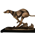 Bronze Greyhound Dog Sculpture in Running Pose with Decorative Base