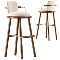 Modern Stylish Bar Stools With Wooden Frame Fabric Seat And Armrests Design
