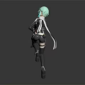 Anime Style Female Character With Sniper Rifle And Turquoise Hair