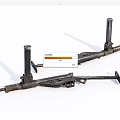 Two Vintage Machine Guns Featuring Metal Barrels Magazines and Stocks on White Background 3d model
