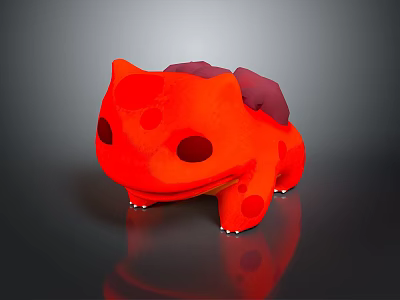 Cute Red Game And Movie Character With Purple Back Round Eyes And Spots 3d model