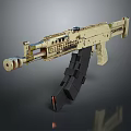 Tan Tactical Assault Rifle Featuring Black Magazine And 3D Rendered Design