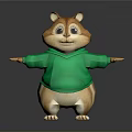 Cartoon Squirrel Character Wearing Green Hoodie with Outstretched Arms on Dark Background