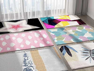 Square Rugs With Various Modern Patterns And Colorful Designs For Home Decor 3d model
