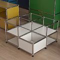 Multicolor Bookcases with Various Designs and Drawers in Interior with Light Floor White Wall