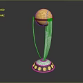 Premium Golden Trophy With Transparent Stand And Circular Decorative Base Design
