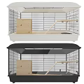 Black And White Hamster Cages With Wooden House And Water Bottle